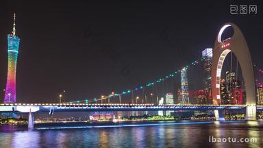 广州广州塔猎德大桥夜景延时固定延时摄影